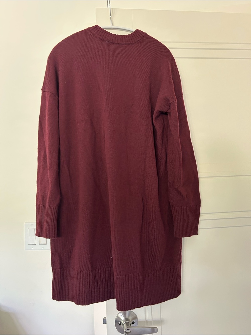 Sezane Women's Burgundy Button-Shoulder Sweater Dress - Picture 4 of 4